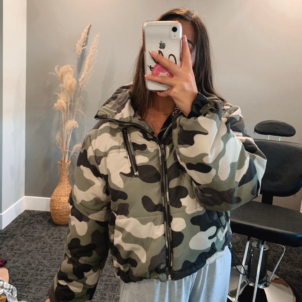 camo puffy coat